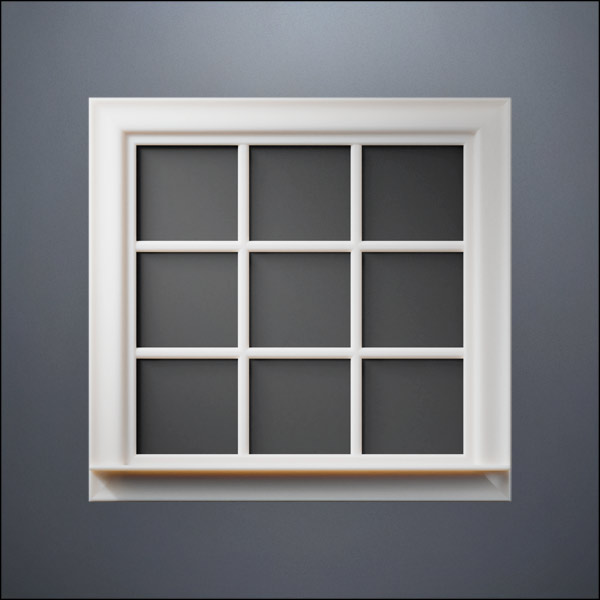 Wide 9-Pane Window - Thick Frame