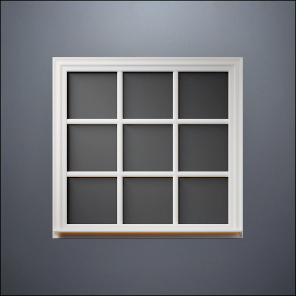Wide 9-Pane Window - Thin Frame