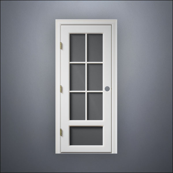 3/4 Six Pane & 1/4 Window Door - Thin Frame