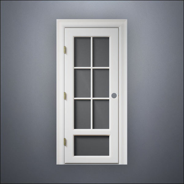 3/4 Six Pane & 1/4 Window Door - Thick Frame