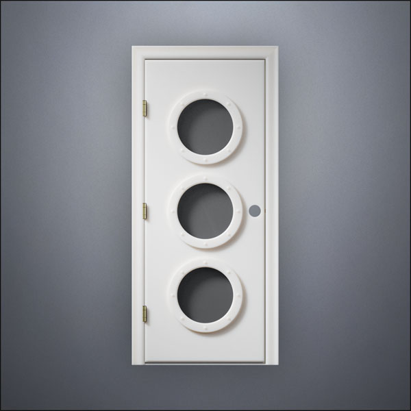 Triple Porthole Window Door - Thin Frame