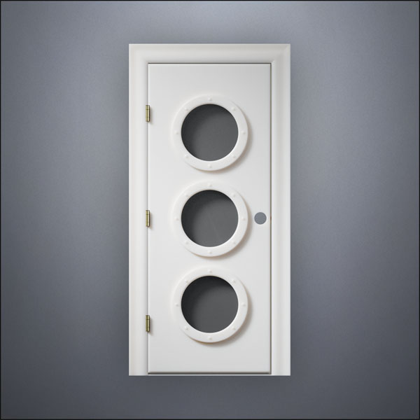 Triple Porthole Window Door - Thick Frame