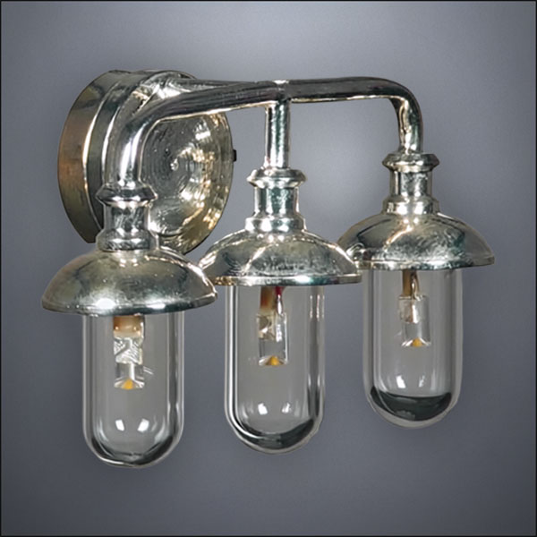 Polished Metal Triple Vanity Wall Light – Battery Operated LED