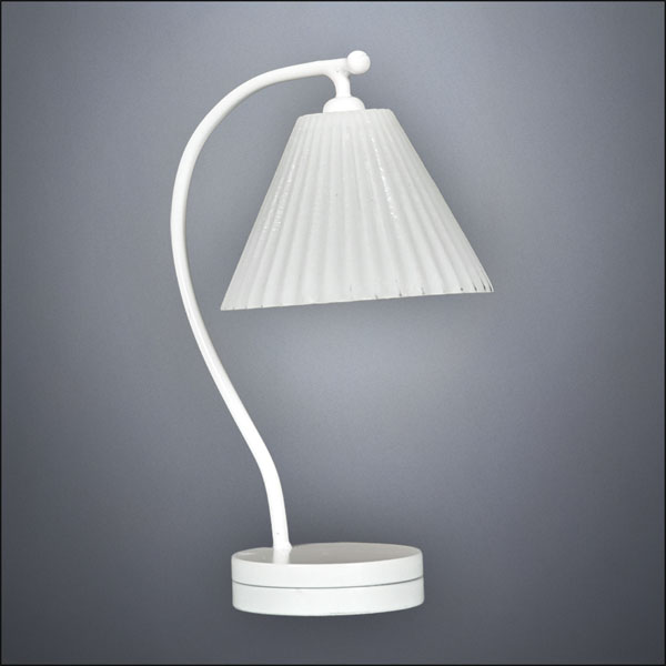 Modern White Curved Desk Lamp – Battery Operated LED