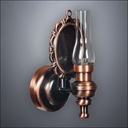 Wall-mounted Glass Hurricane Lamp with Antique Bronze Reflector - Battery Operated LED