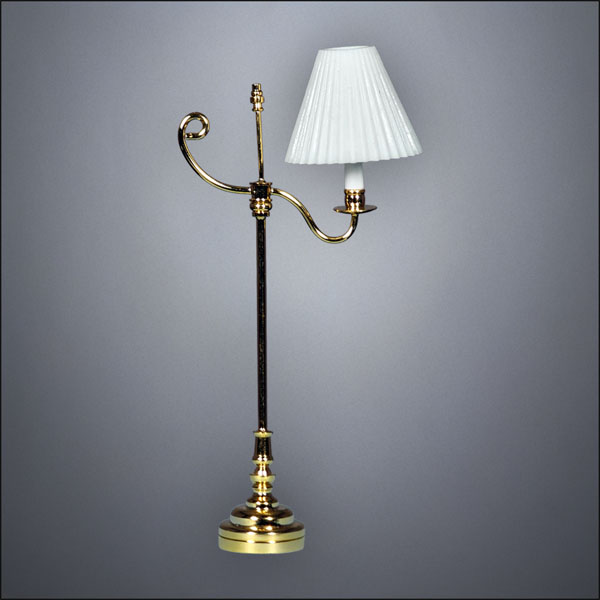 Asymmetrical Brass Floor Lamp with White Shade – Battery Operated LED