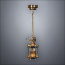 Hanging Hexagon Lantern in Brass with Glass - Battery Operated LED
