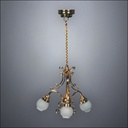 Brass Three-Shade Chandelier with Frosted Globes – Battery Operated LED