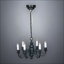 Traditional Black Six-Arm Chandelier – Battery Operated LED
